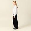 Blouse cintrée dentelle manches longues ecru femme