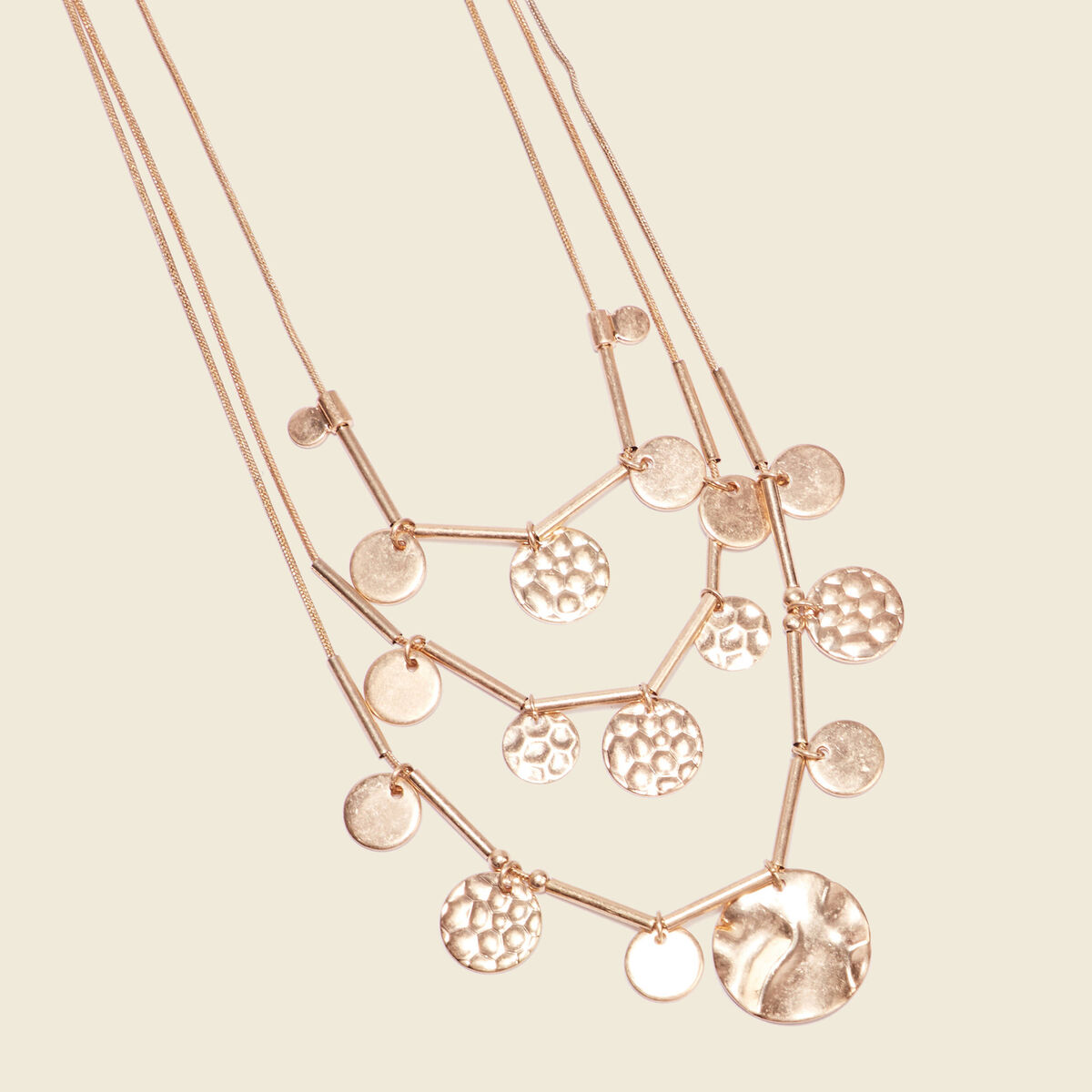Collier multirangs piécettes couleur or femme