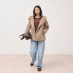 Caban oversize court &agrave; capuche beige femme