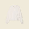 Sweat manches longues col polo ecru femme