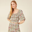 Blouse manches courtes smockée multicolore femme