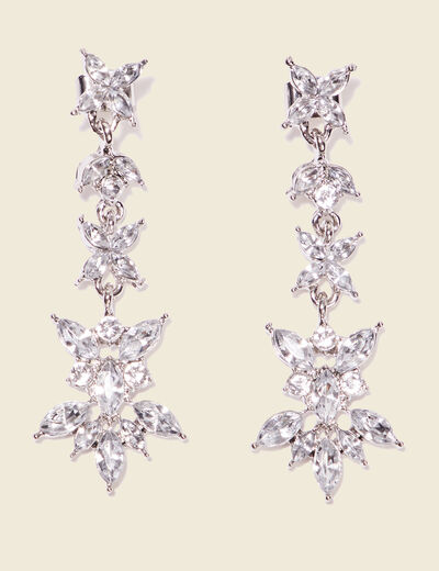 Boucles d'oreilles pendantes gris argent femme