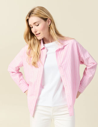 Chemise manches longues rose clair femme