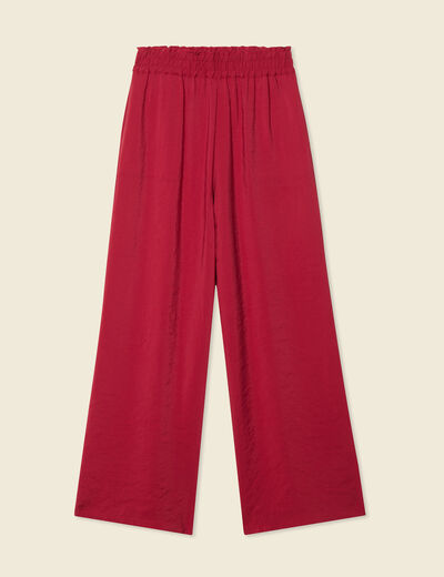 Pantalon large fluide rouge foncé femme