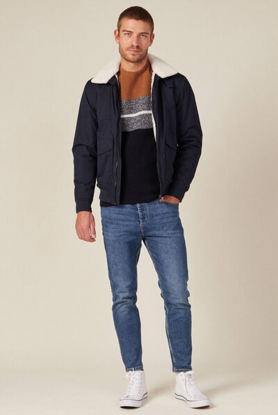 Pull manches longues marron homme