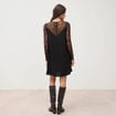 Robe courte &eacute;vas&eacute;e manches longues noir femme