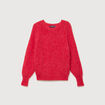 Pull manches longues col rond rouge fonc&eacute; femme