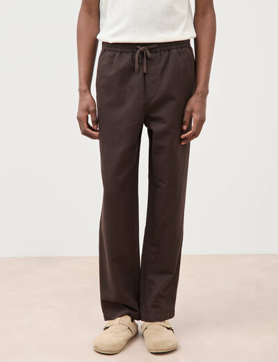 Pantalon coupe straight marron fonc&eacute; homme