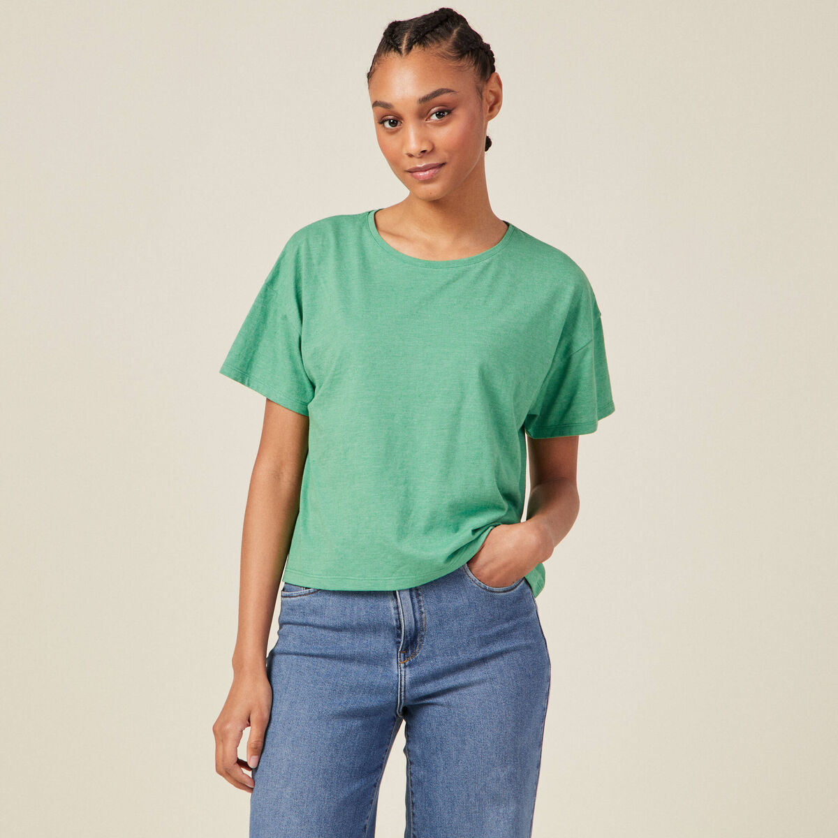 T-shirt manches courtes vert femme