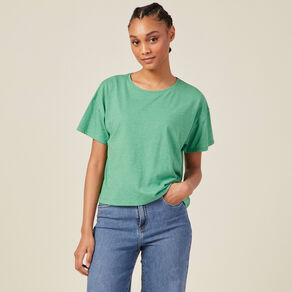 T-shirt manches courtes vert femme