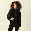Veston court droit en velours noir femme