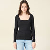 T-shirt côtelé éco-responsable noir femme