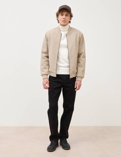 Blouson doubl&eacute; manches longues beige homme