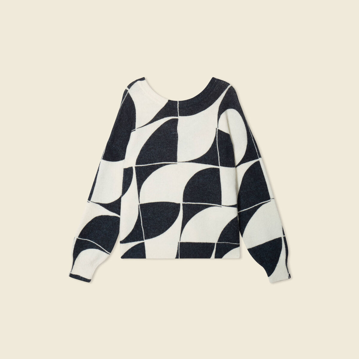 Pull manches longues r&eacute;vesible noir femme