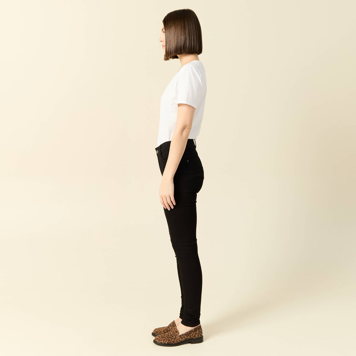Jeans skinny push-up taille standard denim noir femme