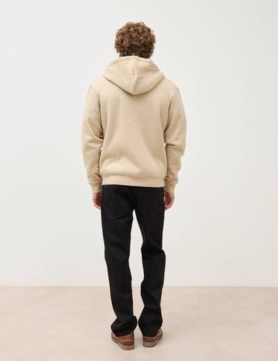 Sweat manches longues zipp&eacute; beige homme