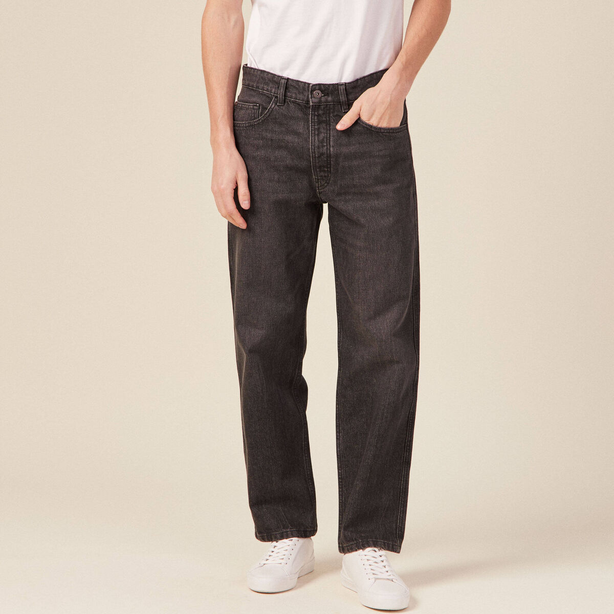 Jeans relax 5 poches denim snow noir homme