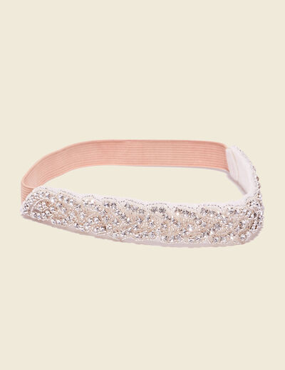 Bandeau détails bijoux creme femme