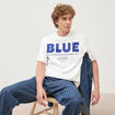 T-shirt print&eacute; en coton manches courtes ecru homme