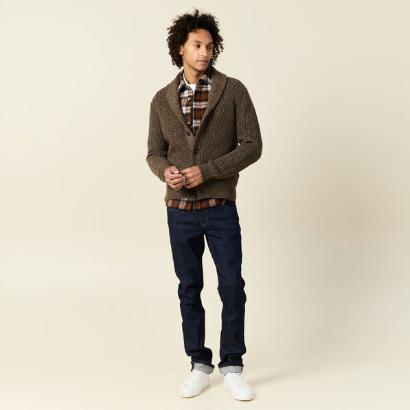 Surchemise manches longues marron homme