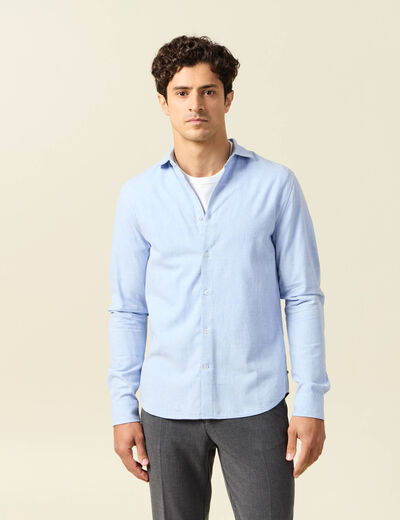 Chemise col classique manches longues bleu ciel homme