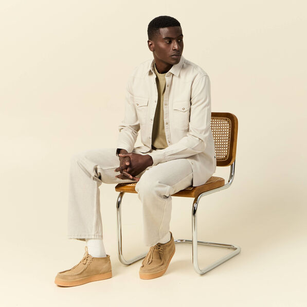 Chemise manches longues beige homme