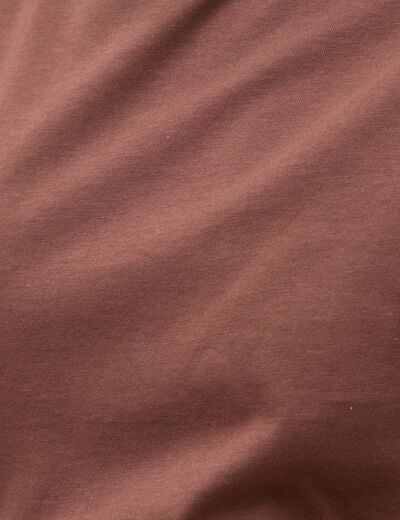 T-shirt cintr&eacute; col rond manches courtes marron fonc&eacute; femme