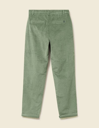 Pantalon large 7/8&egrave;me taille haute vert kaki femme