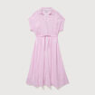 Robe longue &eacute;vas&eacute;e ceintur&eacute;e rose femme