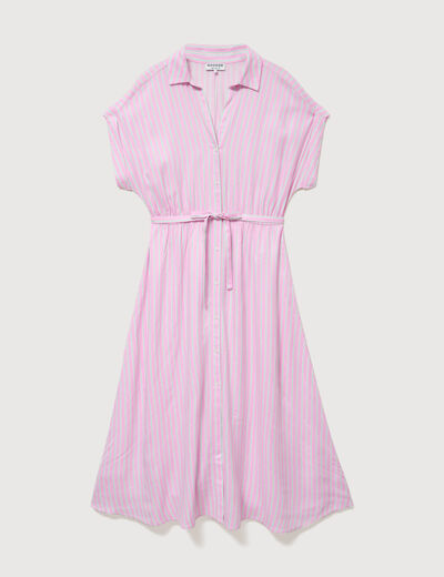 Robe longue &eacute;vas&eacute;e ceintur&eacute;e rose femme