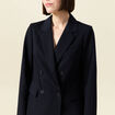 Blazer manches longues col tailleur bleu marine femme