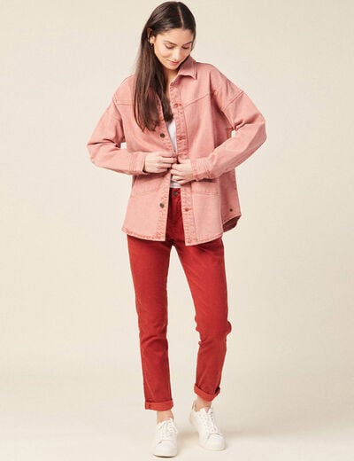 Chino 7/8&egrave;me taille standard orange fonc&eacute; femme