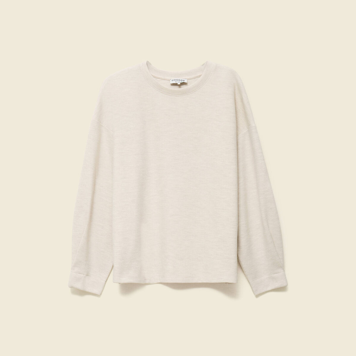 Sweat oversize col rond manches longues creme femme