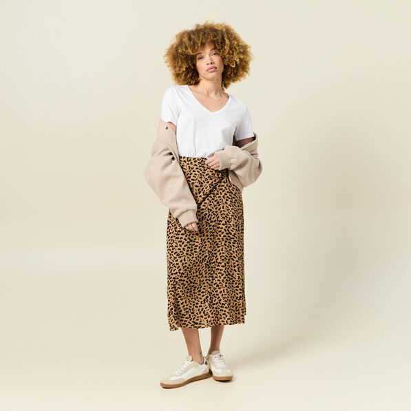 Jupe longue portefeuille marron clair femme