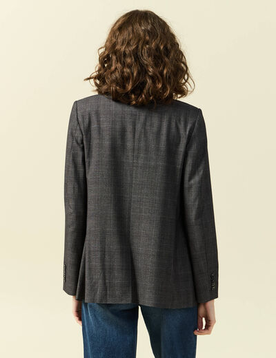 Veste oversize manches longues doubl&eacute;e gris fonc&eacute; femme