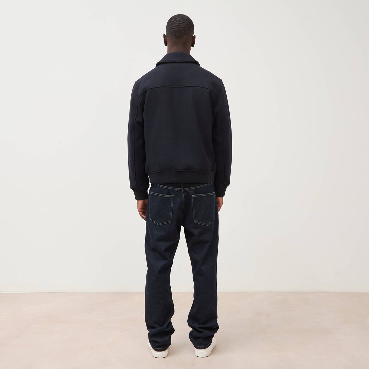 Blouson col classique manches longues bleu marine homme