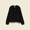 Pull &agrave; capuche zipp&eacute; noir femme