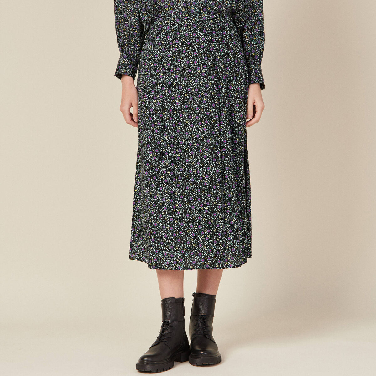 Jupe longue &eacute;vas&eacute;e noir femme