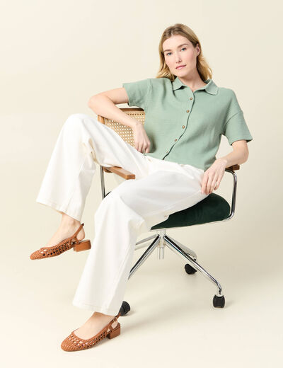 Polo éco-responsable vert kaki femme