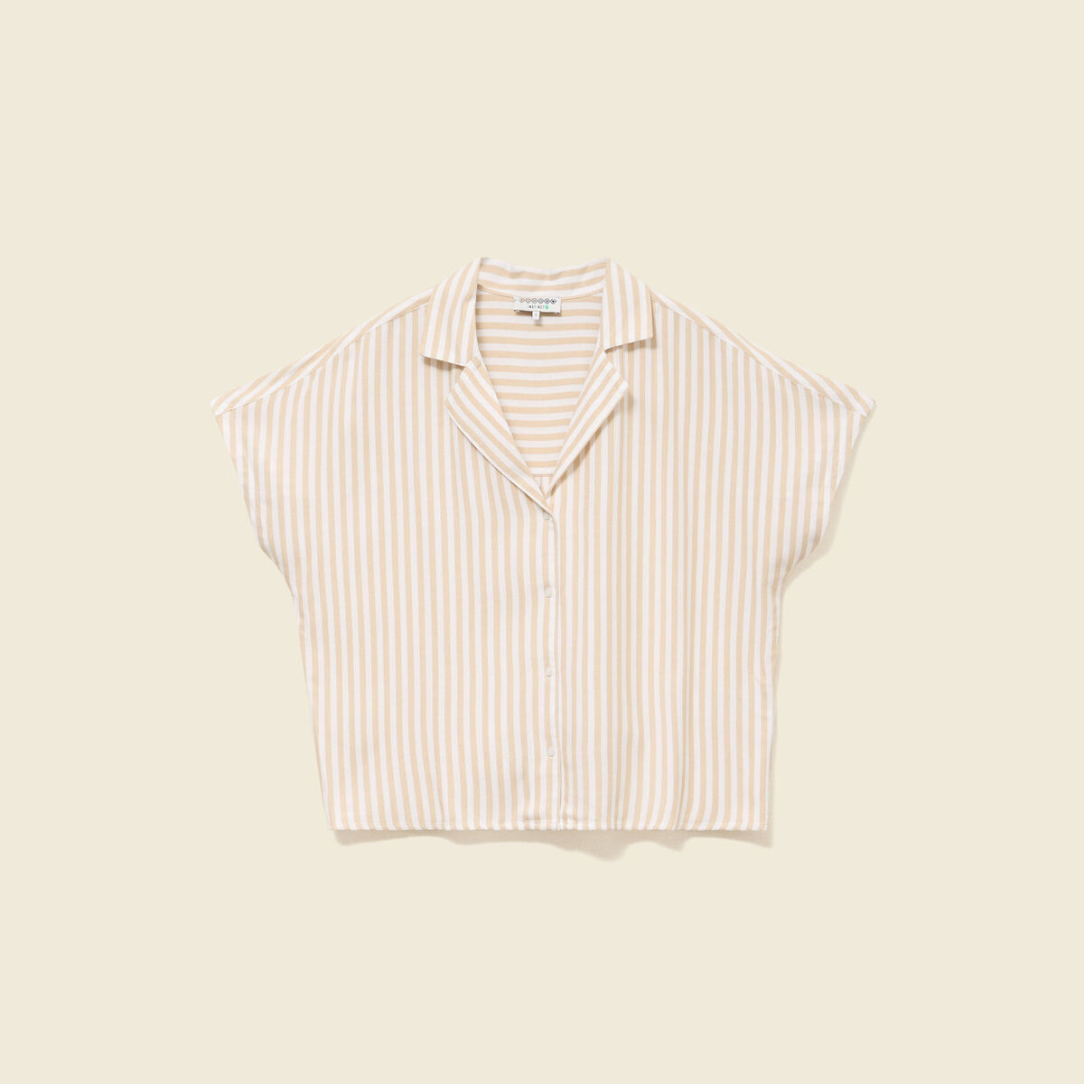Chemise manches 3/4 beige moyen femme