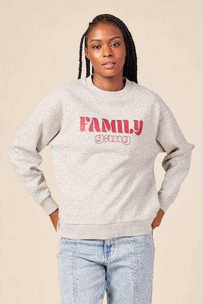 Sweat manches longues gris femme