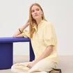 Chemise en coton manches coude jaune clair femme