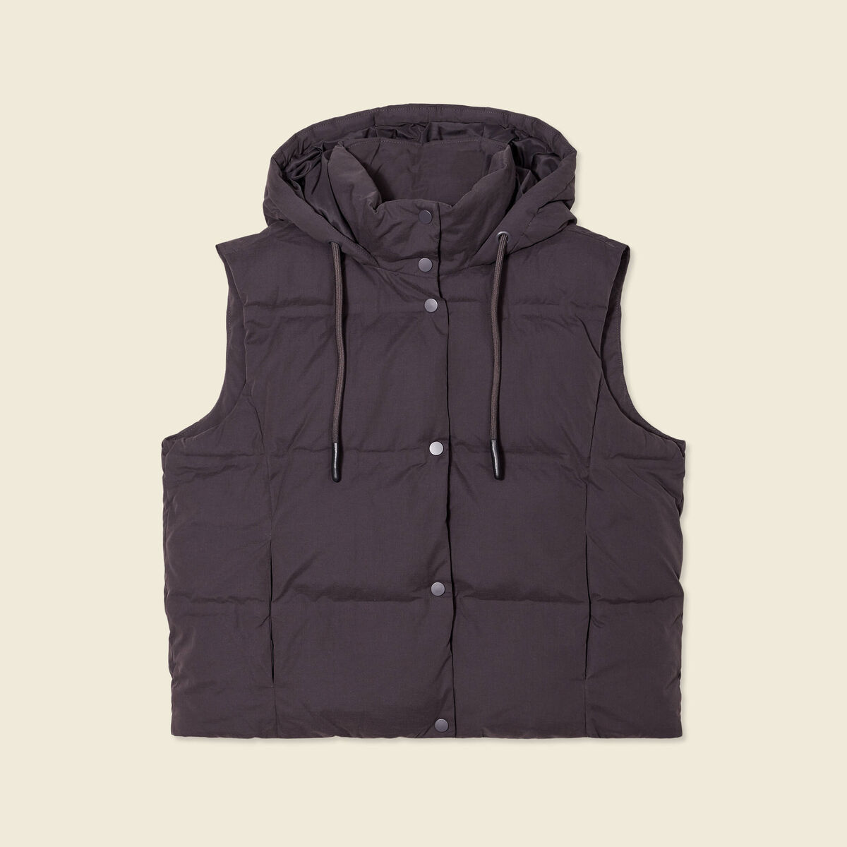 Doudoune sans manches capuche gris foncé femme