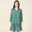 Robe courte &eacute;vas&eacute;e manches longues vert femme