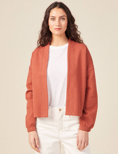Gilet manches longues orange femme