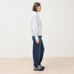 Chemise manches longues col am&eacute;ricain bleu ciel femme