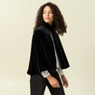 Cape ajust&eacute;e sans manches effet velours noir femme