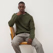 Pull droit col rond manches longues vert kaki homme