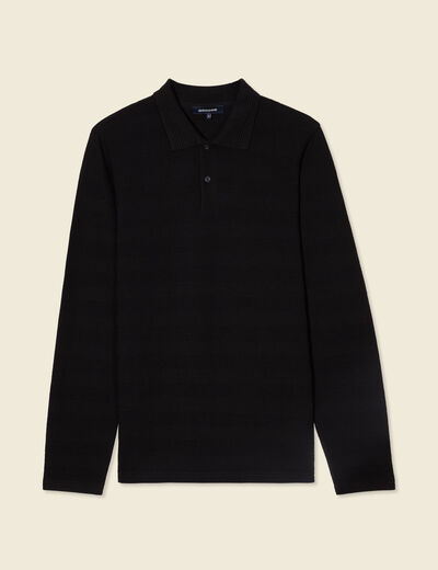 Polo manches longues noir homme
