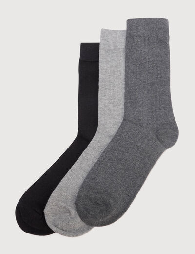 Lot de 5 paires chaussettes hautes gris fonc&eacute; homme